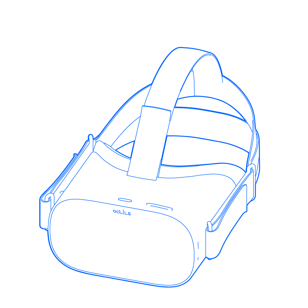 Line drawing of an oculus headset