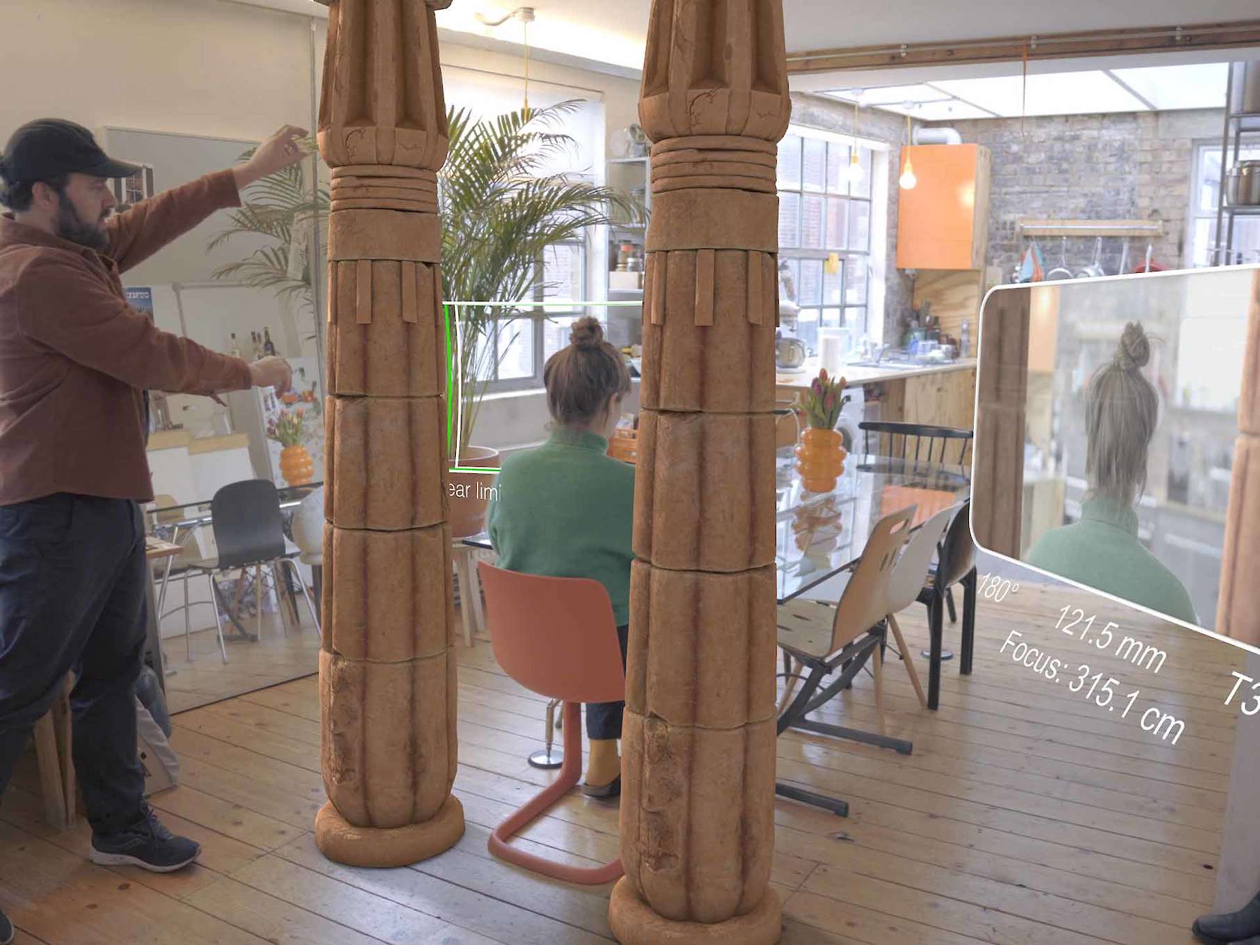 Film set where 3D compositing and VFX are seen through augmented reality