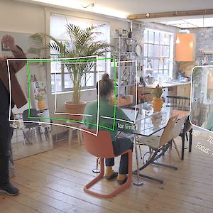 Film set where the cinema camera is operated using augmented reality