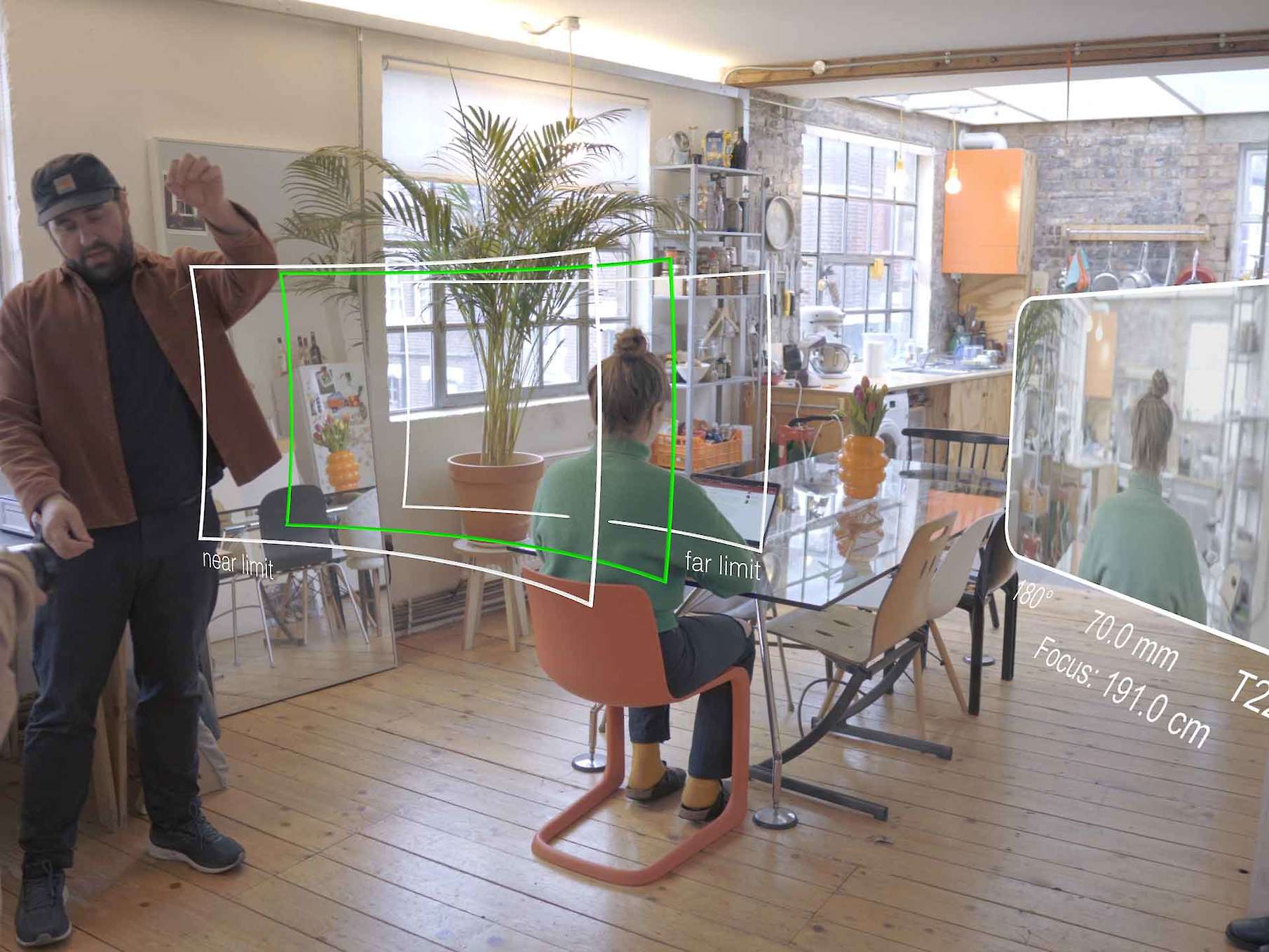 Film set where the cinema camera is operated using augmented reality